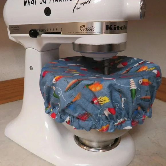 Cotton Bowl Cover Fishing Lure Reversible Patriotic Stars Mixer Bowl Cover - Picture 1 of 7